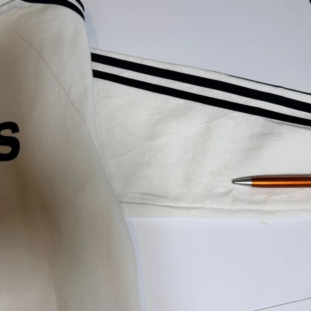 Adidas Hoodie Unisex Small White Fleece Lined Logo 3 Stripes Pullover Athleisure